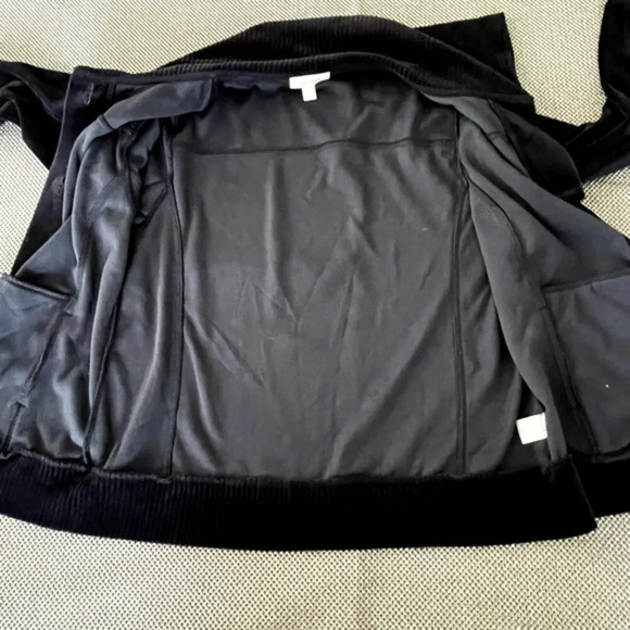 Dressbarn Womens Velour  Short Coat Jacket Size L Navy Blue Button Up Pockets - Picture 8 of 8